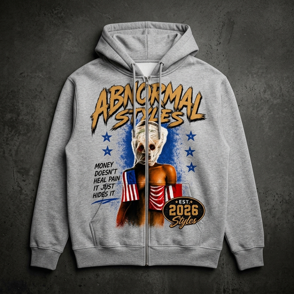 ABNORMAL STYLES ZIP HOODIE — HEATHER GREY