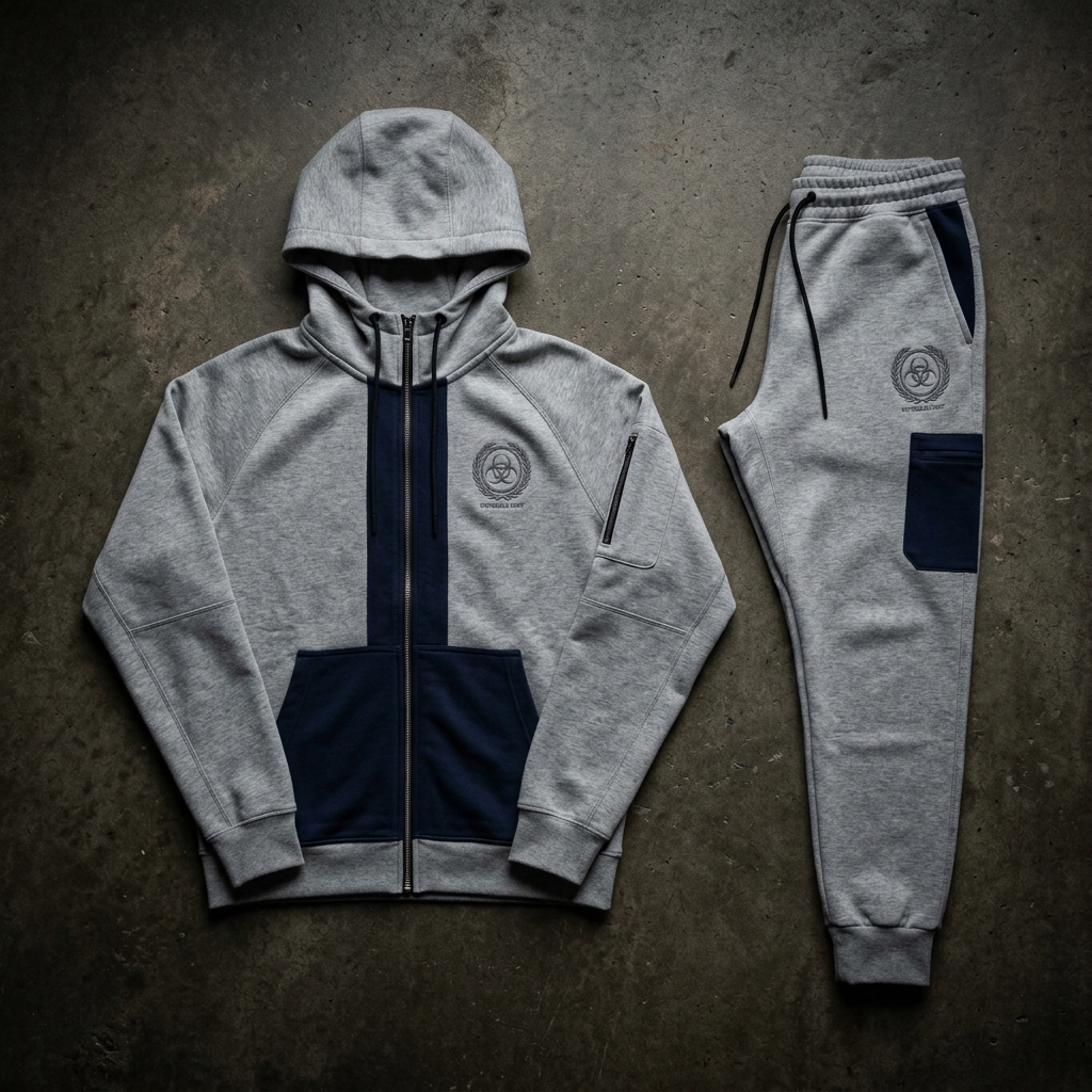 Outbreak Tech Tracksuit — Grey / Navy