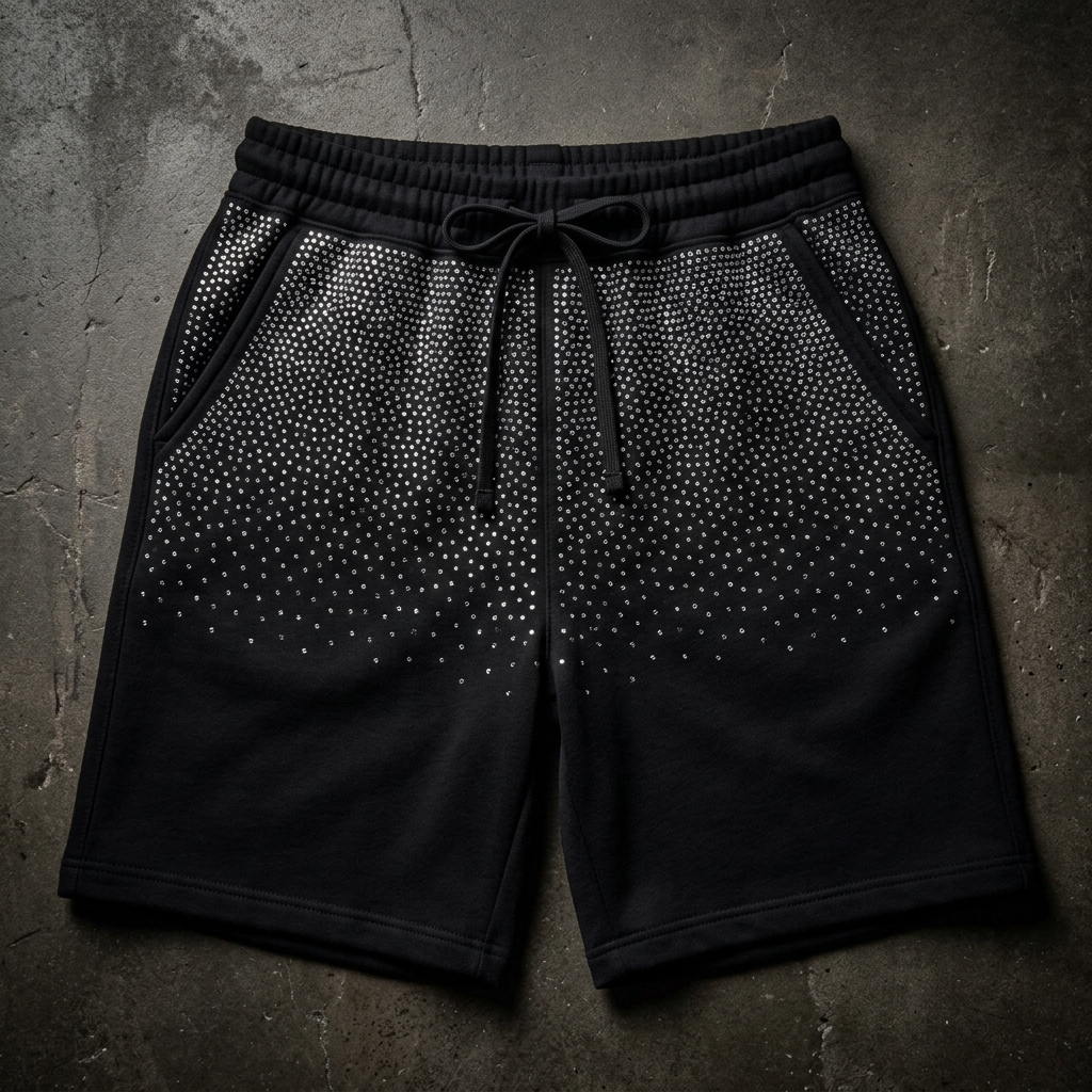 Rhinestone Shorts — Black